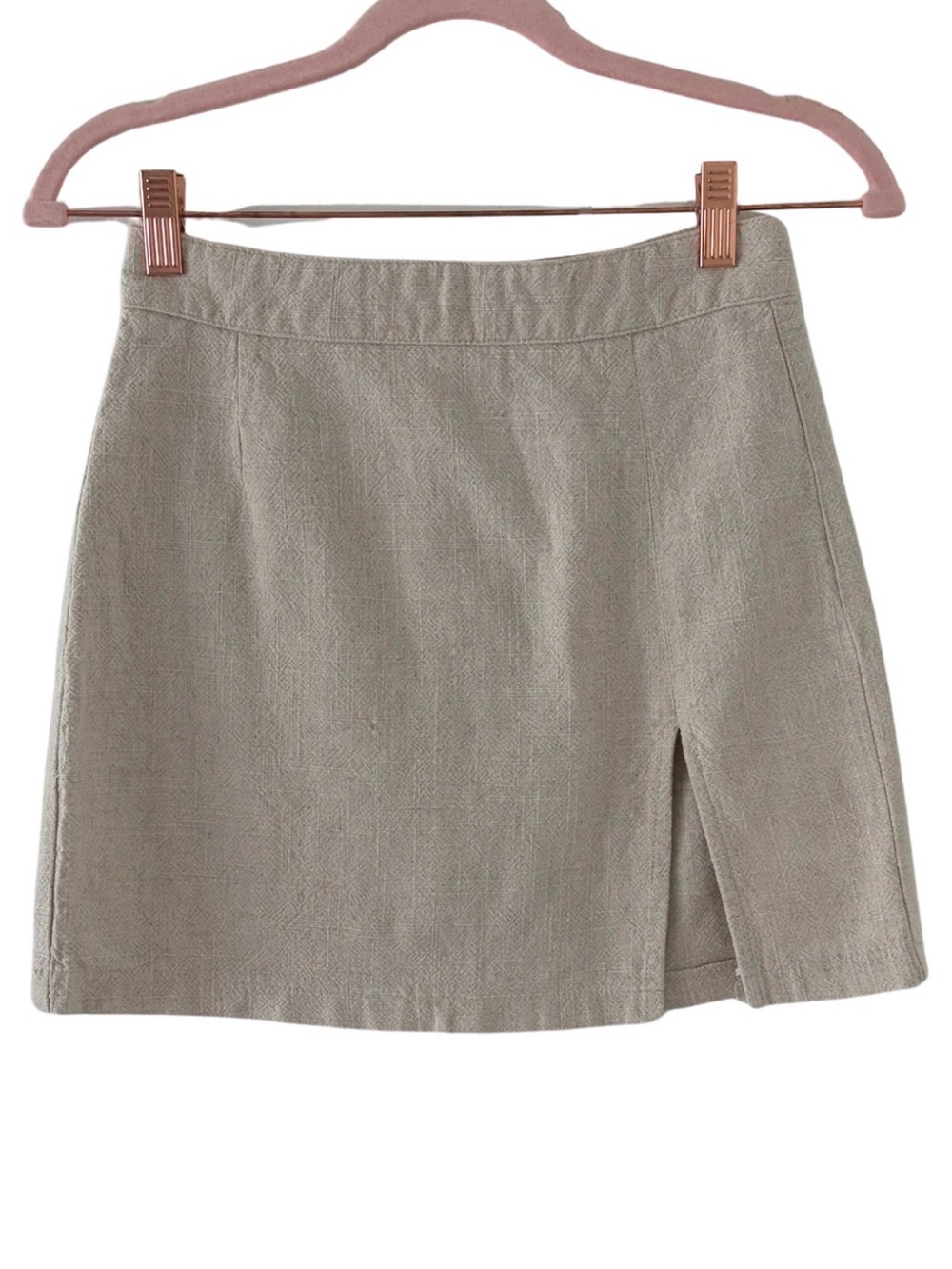 Lioness Taupe Mini Skirt with Side Slit